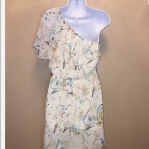 AUW One Shoulder Mini Dress Cream floral​